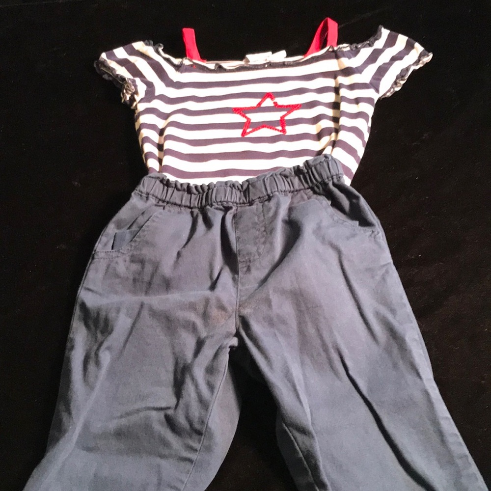 Striped off shoulder tee and pants